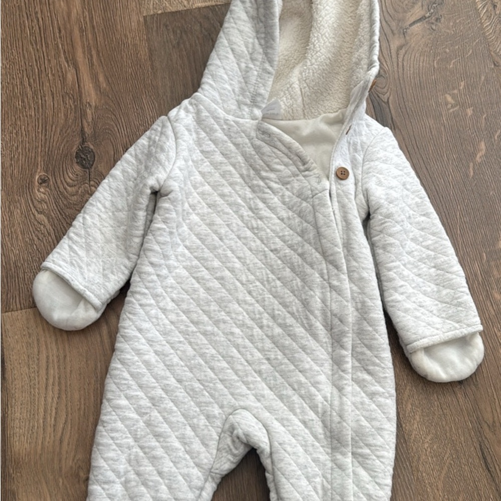Carter's Quilted Hooded Baby One-Piece in Light Gray